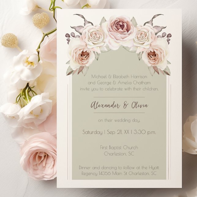 Invitación Boda Arco de Rosa Bohemio (Bohemian Rose Arch Wedding Invitation)