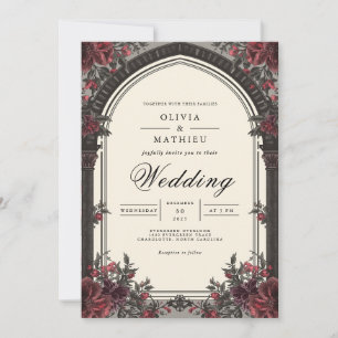 Invitación Boda Arco de Rosa Carmesí