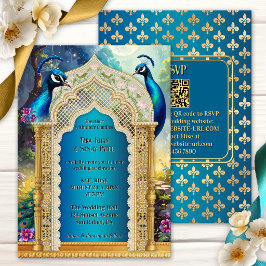 Invitación Boda Arco Dorado del Pavo Real Indio