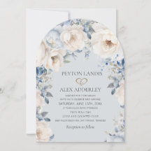 Boda Arco Floral Blanco Crema Azul Polvoriento Dor