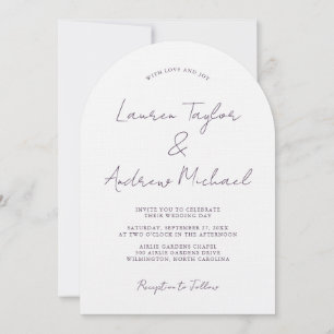 Invitación Boda Arco Moderno Romántico Ciruela Púrpura