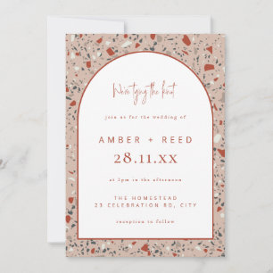 Invitación Boda Arco Moderno Terracota Rubor Terrazzo