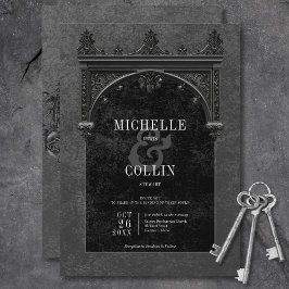 Invitación Boda Arco Negro Gótico y Rosas Negras