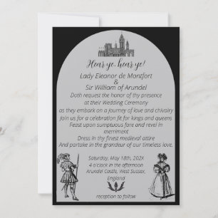 Invitación Boda Arco Renacimiento Medieval Blanco y Negro