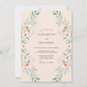 Invitación Boda Arco Verde Flor de Melocotón