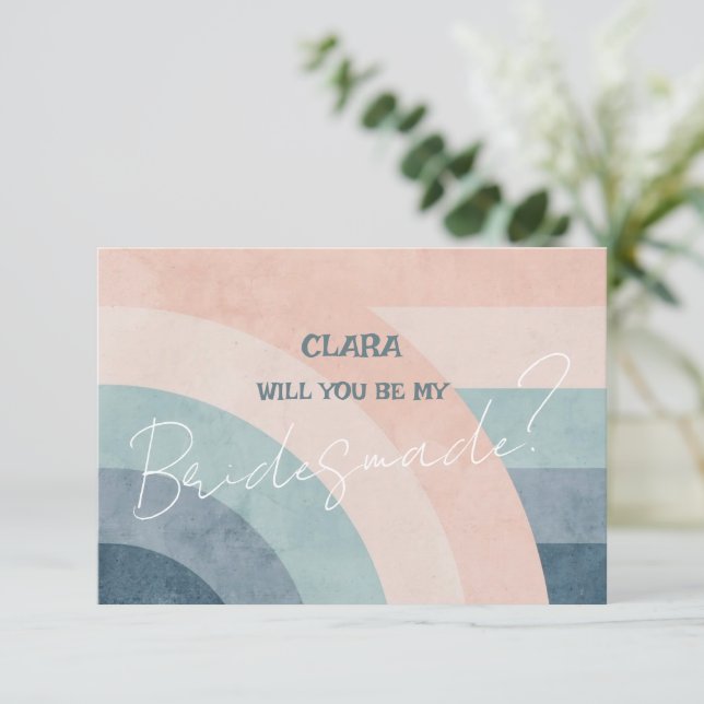 Invitación Boda arcoiris de los años 70 (Anverso de pie)