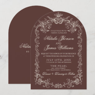 Invitación Boda Arqueada de Chocolate Marrón Vintage Dinero A