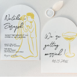 Invitación Boda Arqueada de Verano Escrita a Mano Retro