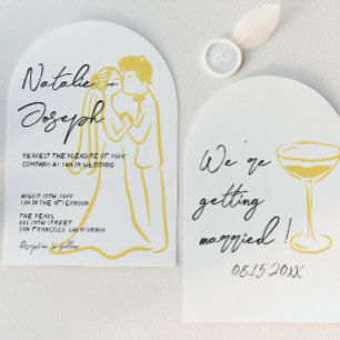 Invitación Boda Arqueada de Verano Escrita a Mano Retro