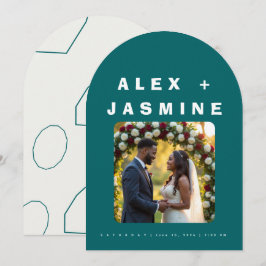 Invitación Boda Arqueada Moderna Teal Transformadora