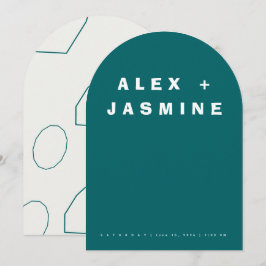 Invitación Boda Arqueada Moderna Teal Transformadora