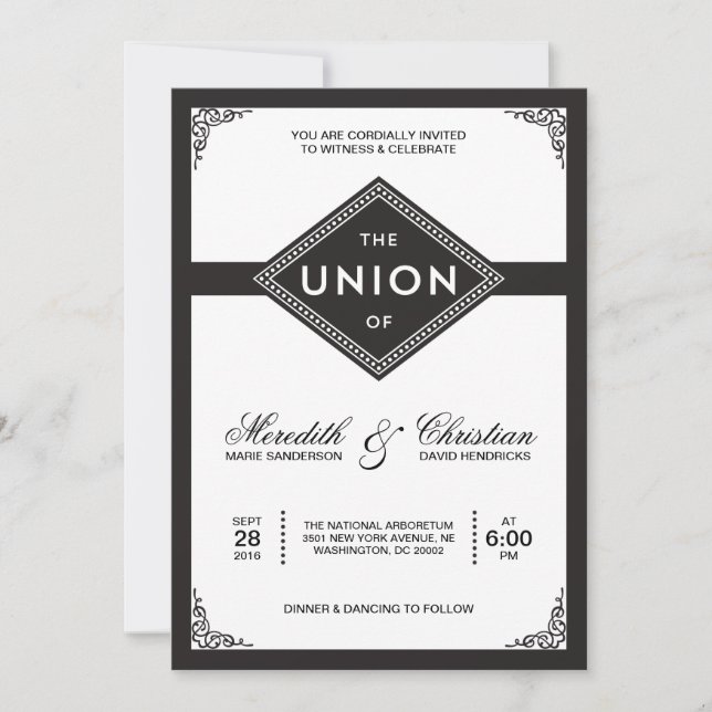 Invitación Boda Art Deco (Anverso)