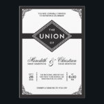 Invitación Boda Art Deco<br><div class="desc">Elegante invitación a la boda Art Déco en blanco y negro. Esta invitación única,  de inspiración vintage,  forma parte de una colección de bodas a juego:</div>