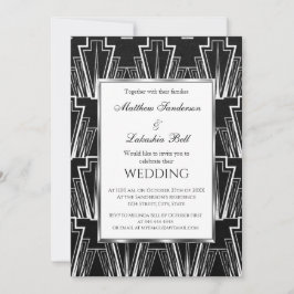Invitación Boda Art Deco Blanco y negro