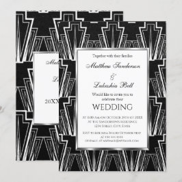 Invitación Boda Art Deco Blanco y negro