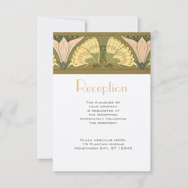 Invitación Boda Art Deco Butterfly Calla Lily (Anverso)