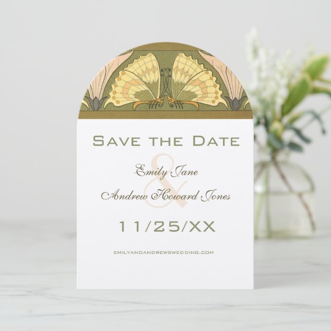 Invitación Boda Art Deco Butterfly Calla Lily (Anverso de pie)