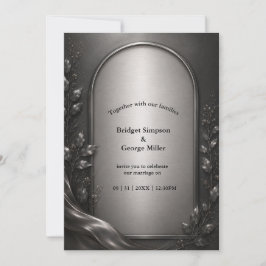 Invitación Boda Art Déco con Arco de Metal Gris Oscuro y Ambi