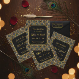 Invitación Boda Art Déco con estilo bordado para guardar la f