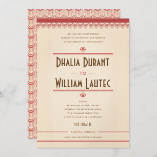 Invitación Boda Art Deco de Grunge Grunge y Parchment