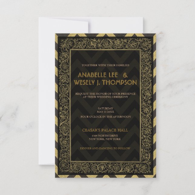 Invitación Boda Art Déco de los años 20 (Anverso)