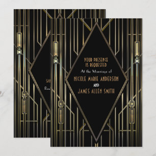 Invitación Boda Art Déco de los años 20 con estilo Gatsby Gla