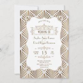 Invitación Boda Art Déco de oro blanco al estilo de Gatsby 19