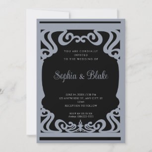 Invitación Boda Art Deco elaborado de color negro y plata vin