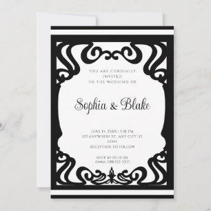 Invitación Boda Art Deco elaborado en blanco y negro vintage