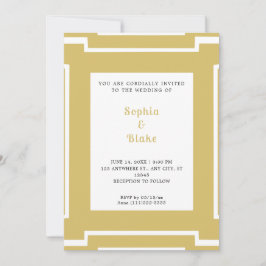 Invitación Boda Art Déco en Oro y Blanco
