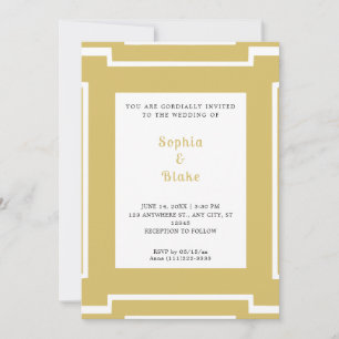 Invitación Boda Art Déco en Oro y Blanco