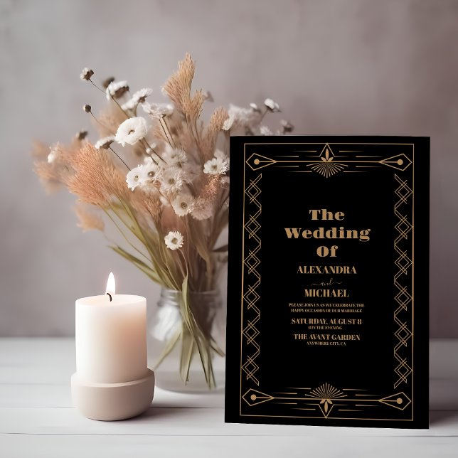 Invitación Boda Art Deco Gatsby de la Vieja década de 1920 (Subido por el creador)