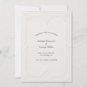 Invitación Boda Art Déco Moderna Blanco y Negro