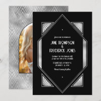 Boda Art Déco Negra y Plateada Moderna de Gatsby