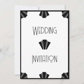 Invitación Boda Art Deco Negro Y Blanco