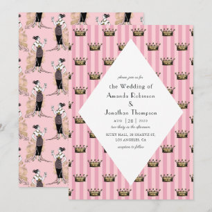 Invitación Boda Art Déco París Rosa y Dorado