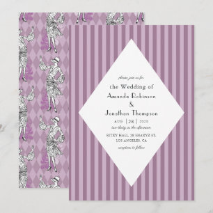 Invitación Boda Art Déco París Rosa y Púrpura