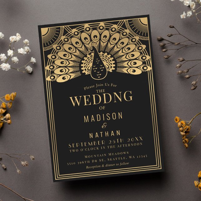 Invitación Boda Art Deco Peacock (Subido por el creador)