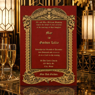 Invitación Boda Art Déco Vintage Ornamentada de 1913