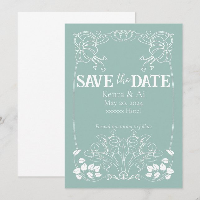 Invitación boda, Art Nouveau (Anverso / Reverso)