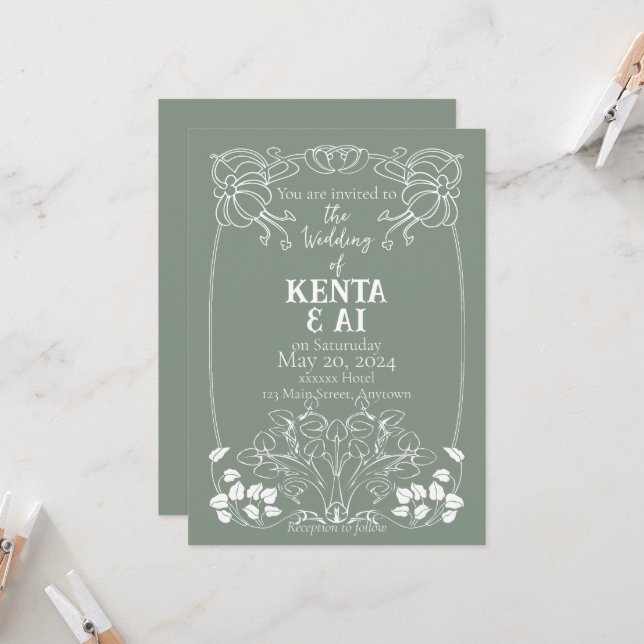 Invitación Boda Art Nouveau (Anverso/Reverso In Situ)