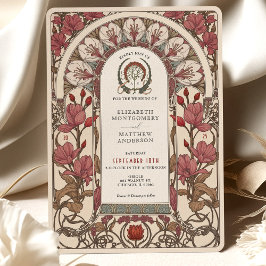 Invitación Boda Art Nouveau Borgoña y Florencia Marfil