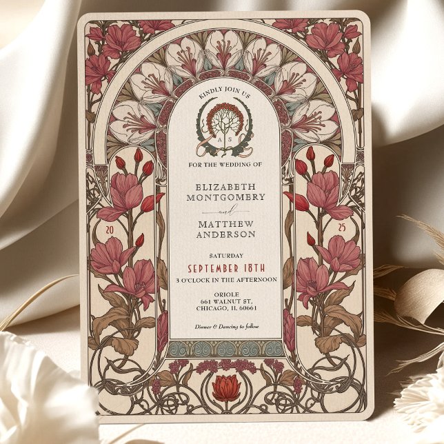 Invitación Boda Art Nouveau Borgoña y Florencia Marfil (Subido por el creador)