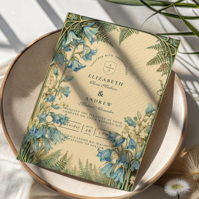 Invitación Boda Art Nouveau Campanilla Azul (Subido por el creador)
