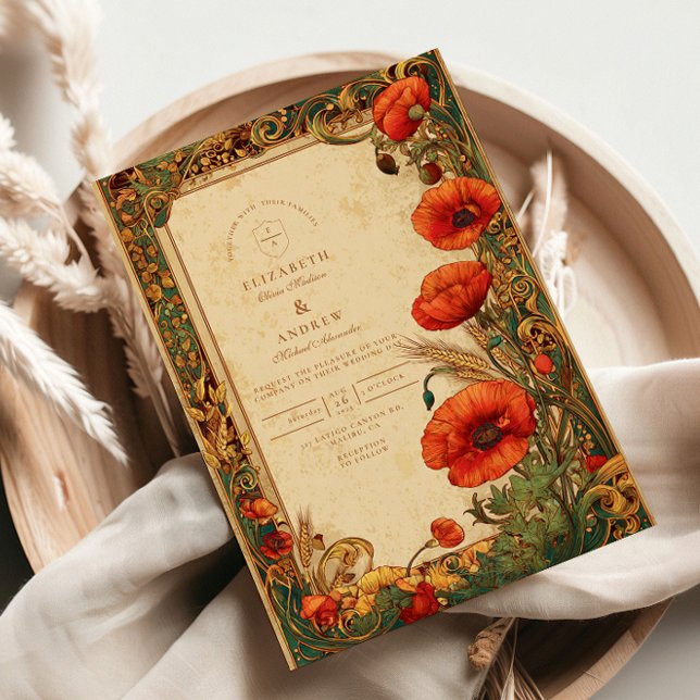 Invitación Boda Art Nouveau con Amapolas (Subido por el creador)