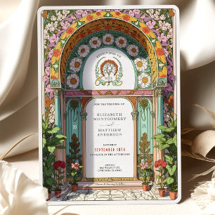 Invitación Boda Art Nouveau con Arco Floral Lujoso