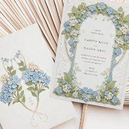 Invitación Boda Art Nouveau con Elegante Hortensia