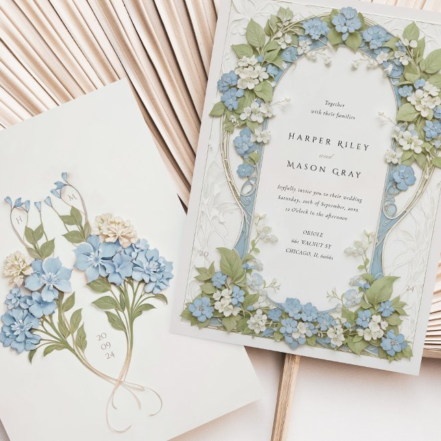Invitación Boda Art Nouveau con Elegante Hortensia (Subido por el creador)