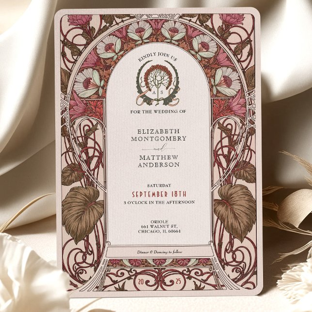 Invitación Boda Art Nouveau de Borgoña y Florencia (Subido por el creador)