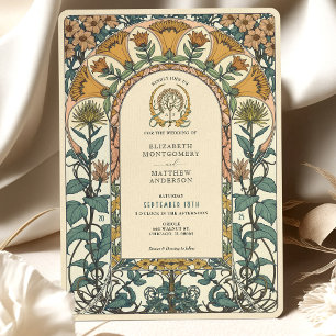 Invitación Boda Art Nouveau de Golden & Green Florals